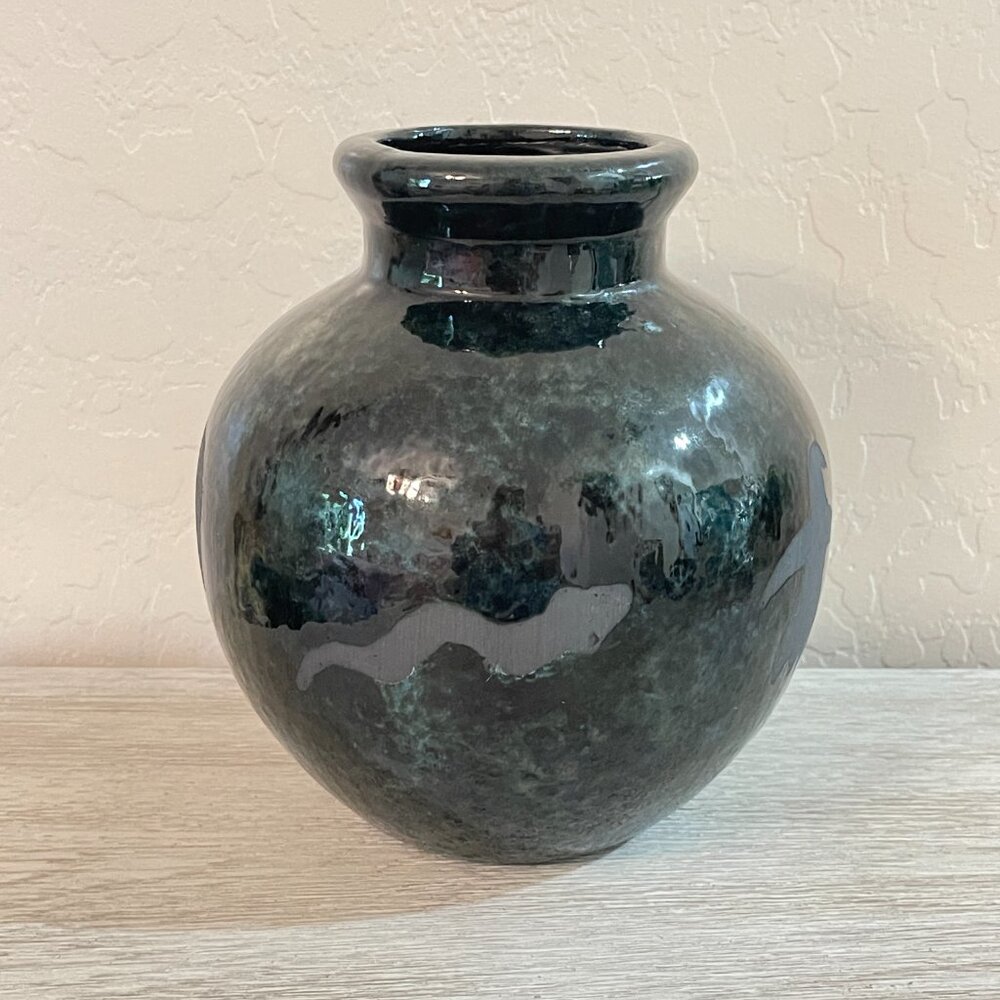 Southwest Friends Theme Pottery Vase Blue Green Unique Sedona Arizona Boutique